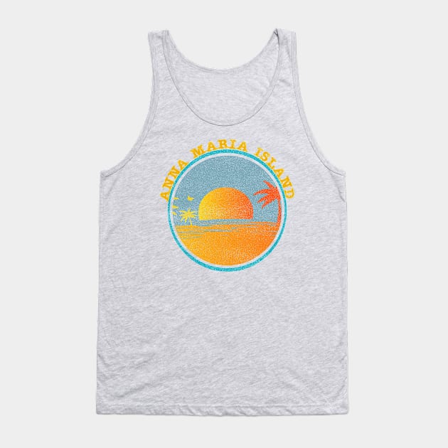 Vintage Anna Maria Island Florida Sunset Palm Trees Tank Top by Sassee Designs